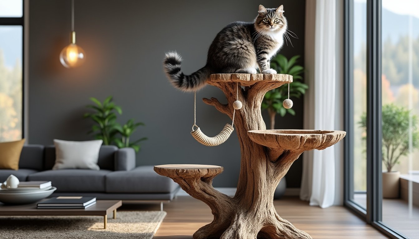 arbre a chat en bois flotté