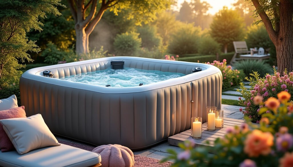 découvrez le spa gonflable happy garden, alliant confort et design pour une expérience de détente inégalée. plongez dans un univers de bien-être et transformez votre jardin en un espace de relaxation unique.