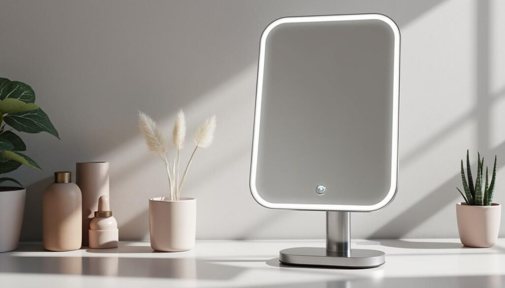 découvrez le miroir de maquillage simplehuman sensor mirror, équipé d'un capteur intelligent et d'un éclairage imitant parfaitement la lumière du jour pour un maquillage précis et naturel.