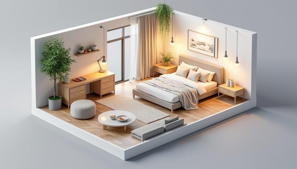 découvrez comment aménager une suite parentale fonctionnelle et élégante dans 9m² grâce à des astuces de zonage sans cloison pour maximiser l'espace et la luminosité.