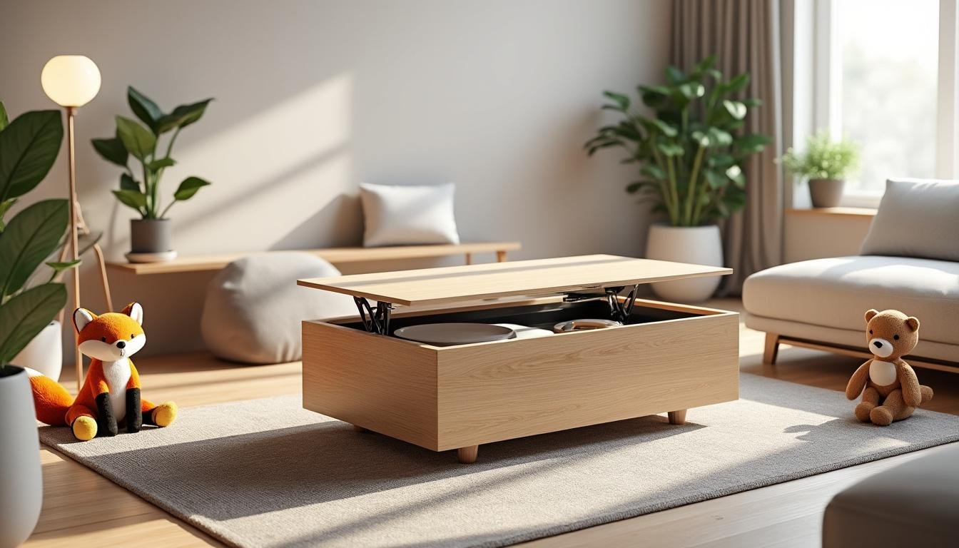 découvrez la table basse relevable, le meuble transformable essentiel pour passer du café au dßner avec élégance et praticité.