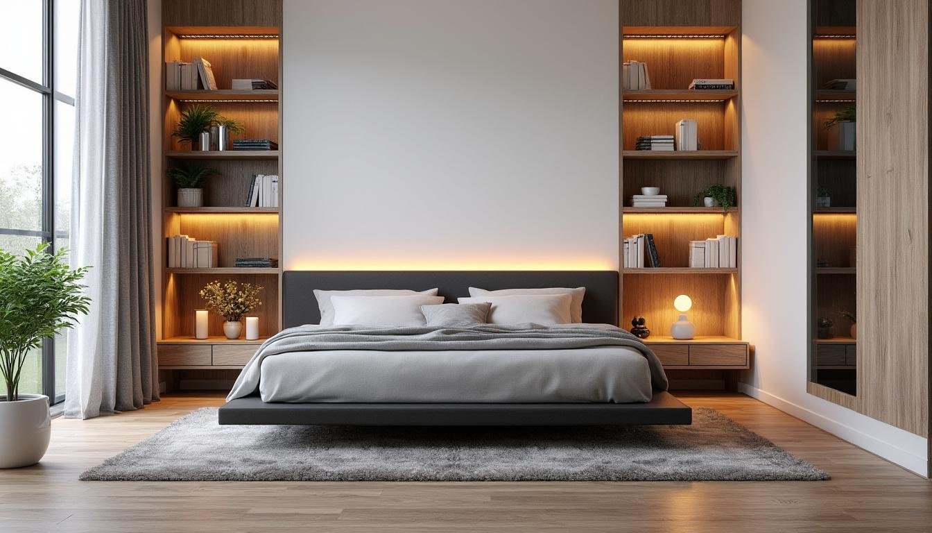 découvrez l'art de la tête de lit 'pont' pour optimiser l'espace au-dessus du lit avec un rangement invisible, alliant esthétique et fonctionnalité.