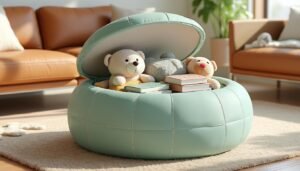 découvrez le pouf de rangement, le siège d'appoint pratique et élégant qui vous permet de cacher facilement votre bazar quotidien tout en optimisant votre espace.