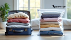 découvrez spacesaver bags, les sacs de compression qui vous permettent de gagner jusqu'à 3 fois plus d'espace de rangement pour vos vêtements et objets.