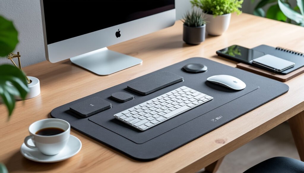 découvrez le moft smart desk mat, un tapis de bureau modulable et magnétique qui organise votre espace de travail pour un confort et une productivité optimaux.